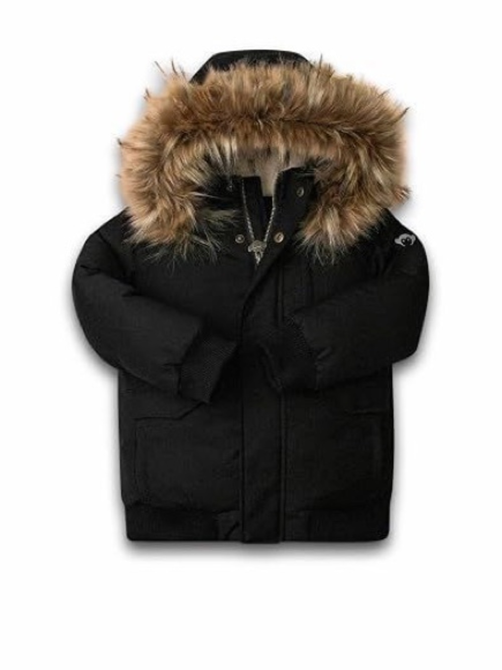 Appaman Kids Black Parka Jacket with Faux Fur Hood